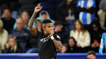 Soccer Football - Carabao Cup - Third Round - Huddersfield Town v Manchester City - Accu Stadium, Huddersfield, Britain - September 24, 2025 Manchester City's Savinho celebrates scoring their second goal Action Images via Reuters/Ed Sykes EDITORIAL USE ONLY. NO USE WITH UNAUTHORIZED AUDIO, VIDEO, DATA, FIXTURE LISTS, CLUB/LEAGUE LOGOS OR 'LIVE' SERVICES. ONLINE IN-MATCH USE LIMITED TO 120 IMAGES, NO VIDEO EMULATION. NO USE IN BETTING, GAMES OR SINGLE CLUB/LEAGUE/PLAYER PUBLICATIONS. PLEASE CONTACT YOUR ACCOUNT REPRESENTATIVE FOR FURTHER DETAILS..