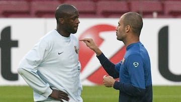 Touré y Guardiola en el Barcelona.