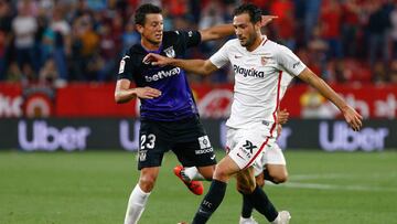 Franco Vazquez of Sevilla FC during the match between Sevilla FC vs CD Leganes of LaLiga, date 36, 2018-2019 season. Ramon Sanchez-Pizjuan. Sevilla, Spain - 3 MAY 2019.