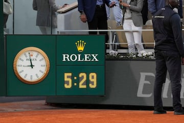 Imagen del reloj que marca el tiempo de la final: 5 horas y 29 minutos.