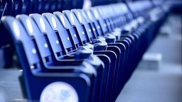 TAMPA, FLORIDA - FEBRUARY 28: General view of empty seats with zip ties due to the COVID 19 pandemic in the stadium prior to the game between the New York Yankees and the Toronto Blue Jays at George M. Steinbrenner Field on February 28, 2021 in Tampa, Flo