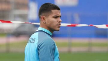 Juan Camilo 'Cucho' Hernández en un entrenamiento del Getafe