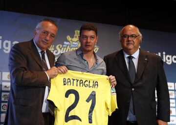 El Presidente del Villarreal Fernando Roig con Sebastian Battaglia.