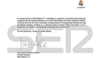 SER: el Real Madrid desmonta los argumentos de Tebas para jugar el Girona-Barcelona en Miami