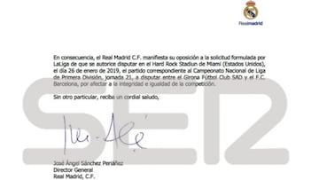 Carta del Real Madrid a LaLiga.
