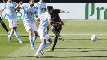 Karim Benzema marc&oacute; as&iacute; el primer gol del Madrid al Celta.