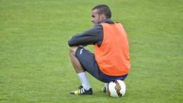 Pedro León en un entrenamiento con el Getafe.