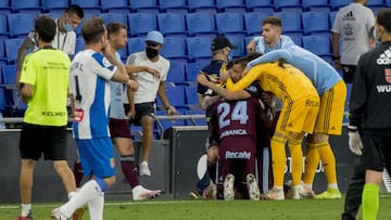 19/07/20  PARTIDO PRIMERA DIVISION COVID19 CORONAVIRUS
 ESPANYOL - CELTA DE VIGO 
 ALEGRIA DE LOS JUGADORES DEL CELTA POR LA SALVACION DE LA CATEGORIA EN PRIMERA