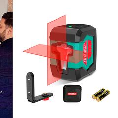 Tenemos un nivel láser que proyecta líneas simples o dobles y se fija magnéticamente