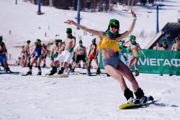 Descenso en bikini y ba?ador, tanto en esqu¨ª como en snowboard, de 1.761 personas.