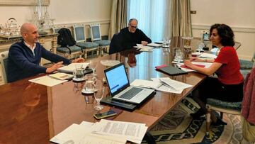 Irene Lozano, junto a Luis Rubiales y Javier Tebas.