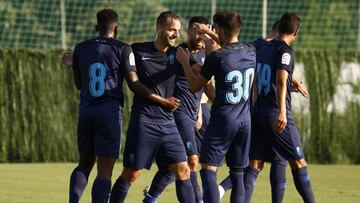 Roberto Soldado celebra un gol en pretemporada.