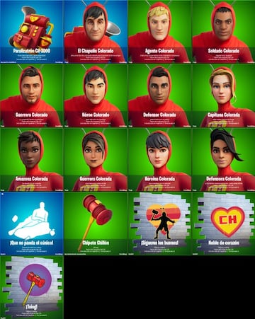 Todos los objetos de El Chapul&iacute;n Colorado en Fortnite