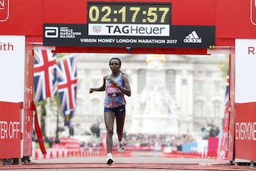 Ethiopia's Tirunesh Dibaba comes home second in today's London Marathon.