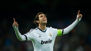 MADRID, SPAIN - DECEMBER 04: Kaka of Real Madrid celebrates scoring during the UEFA Champions League Group D match between Real Madrid CF and Ajax Amsterdam at the Estadio Santiago Bernabeu on December 4, 2012 in Madrid, Spain. (Photo by Jasper Juinen/Getty Images)