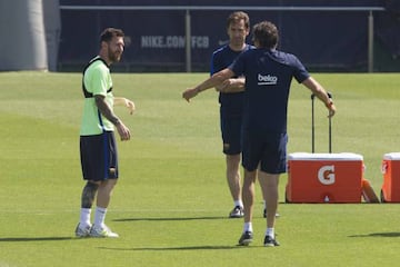 Messi and Luis Enrique in this morning's session