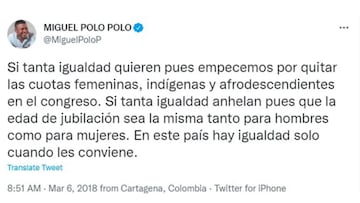 Trino de Miguel Polo Polo en 2018 sobre las curules afro e indígena