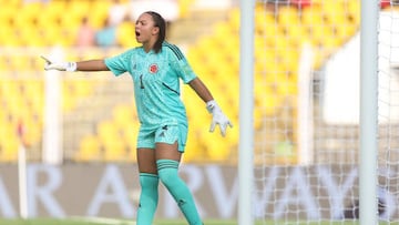 Luisa Agudelo, arquera de la Selección Colombia, en un partido del Mundial Femenino Sub 17.