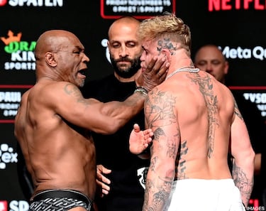 What is the weight difference between Mike Tyson and Jake Paul and what weight class would each be in?