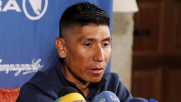 Nairo Quintana en la rueda de prensa del segundo d&iacute;a de descanso de la Vuelta a Espa&ntilde;a.