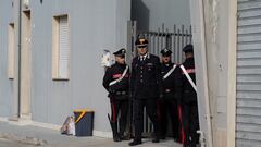 FILE PHOTO: Carabinieri police stand guard near the hideout of Matteo Messina Denaro, Italy's most wanted mafia boss, after he was arrested, in the Sicilian town of Campobello di Mazara, Italy, January 17, 2023. REUTERS/Antonio Parrinello/File Photo