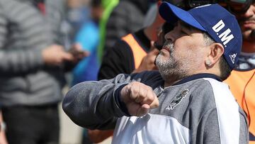 Soccer Football - Superliga - Gimnasia y Esgrima v Racing Club - Juan Carmelo Zedillo Stadium, La Plata, Argentina - September 15, 2019  Gimnasia y Esgrima coach Diego Maradona before the match  REUTERS/Agustin Marcarian