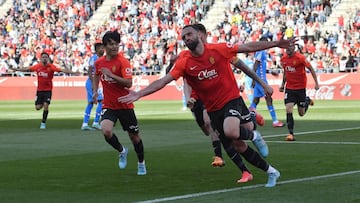 Muriqi estalla de alegría tras marcar el 1-0 al Atlético, de penalti.