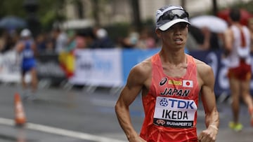 BUDAPEST, HUNGARY - AUGUST 19: Koki Ikeda of Team Japan competes in the Men's 20 Kilometres Race Walk Final Round during day one of the World Athletics Championships Budapest 2023 at National Athletics Centre on August 19, 2023 in Budapest, Hungary. (Photo by Arpad Kurucz/Anadolu Agency via Getty Images)
