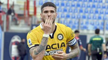 Rodrigo de Paul celebra un gol con el Udinese.