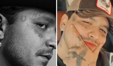 Christian Nodal presume sus nuevos tatuajes en el rostro