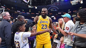 MEMPHIS, TENNESSEE - APRIL 12: LeBron James #23 of the Los Angeles Lakers after the game against the Memphis Grizzlies at FedExForum on April 12, 2024 in Memphis, Tennessee. NOTE TO USER: User expressly acknowledges and agrees that, by downloading and or using this photograph, User is consenting to the terms and conditions of the Getty Images License Agreement.   Justin Ford/Getty Images/AFP (Photo by Justin Ford / GETTY IMAGES NORTH AMERICA / Getty Images via AFP)