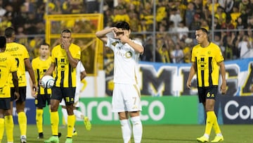 Heung-min Son celebrates his goal 0-3 of Los Angeles during the round one first leg match between Real Club Deportivo Espana and Los Angeles FC as part of the CONCACAF Champions Cup 2026, at General Francisco Morazan Stadium on February 17, 2026 in San Pedro Sula, Honduras.