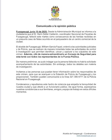 Asesinan a fiscal en Fusagasugá: Esto dicen las autoridades