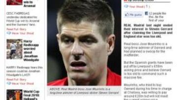 La prensa inglesa dice que el Madrid descarta a Gerrard por su precio y edad