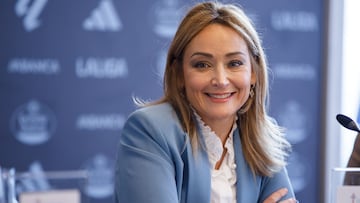 Marián Mouriño durante su primera rueda de prensa como presidenta del Celta.