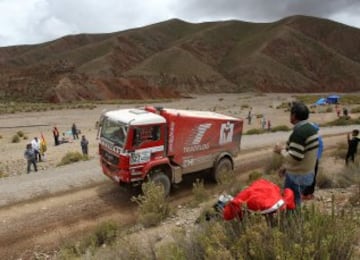 El piloto belga Noel Essers durante la quinta etapa entre Tupiza y Oruro.