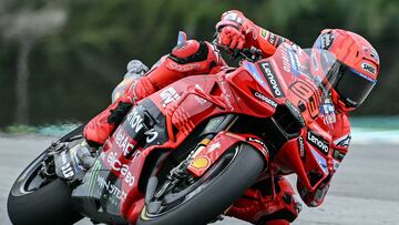 Ducati Lenovo's Spanish rider Marc Marquez rides during the first day of the 2025 MotoGP pre-season test at the Sepang International Circuit in Sepang on February 5, 2025. (Photo by MOHD RASFAN / AFP)
