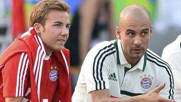 Mario Gotze y Pep Guardiola. 