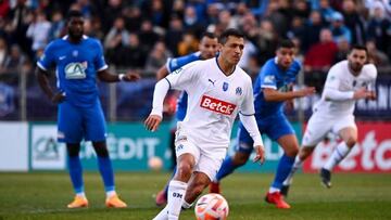 Alexis Sanchez of Marseille scores the first goal during the French Cup match between Hyeres and Marseille on January 7, 2023 in Hyeres, France. (Photo by Alexandre Dimou/Icon Sport via Getty Images)