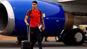 GUAYAQUIL, ECUADOR - OCTOBER 26: Nicolas Hernandez of Athletico Paranaense arrives at Simon Bolivar Air Base on October 26, 2022 in Guayaquil, Ecuador. Flamengo and Athletico Paranaense will play the final of Copa CONMEBOL Libertadores 2022 on October 29. (Photo by Buda Mendes/Getty Images)