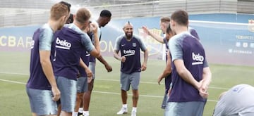 El alegre rostro de Vidal en su primer día.