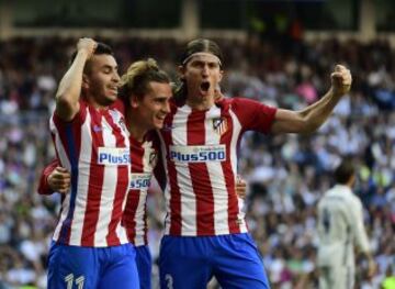 Atleti celebrate the goal that gave them a point at the Bernabéu