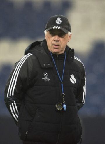 Entrenamiento del Real Madrid en Gelsenkirchen, Ancelotti.
