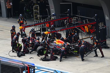 Parada del piloto neerlandés de Red Bull, Max Verstappen.