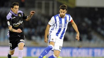 Xabi Prieto en el &uacute;ltimo duelo de Copa del Rey entre la Real Sociedad y el Real Valladolid.