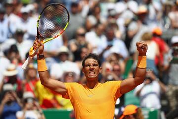 Nadal celebrando la victoria frente a Thiem. 