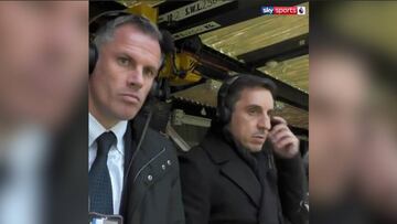 El 'trolleo' entre Neville y Carragher al celebrarse en la cara los goles del United-Liverpool