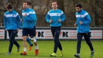 Los jugadores del Gent durante un entrenamiento.