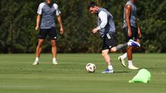 FORT LAUDERDALE, FLORIDA - MARCH 01: Lionel Messi #10 of Inter Miami CF trains during an Inter Miami CF Training Session at Florida Blue Training Center on March 01, 2024 in Fort Lauderdale, Florida.   Megan Briggs/Getty Images/AFP (Photo by Megan Briggs / GETTY IMAGES NORTH AMERICA / Getty Images via AFP)