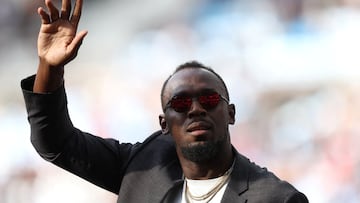 FILE PHOTO: Soccer Football - Soccer Aid 2022- England XI v World XI - London Stadium, London, Britain - June 12, 2022 World XI's retired sprinter Usain Bolt before the match Action Images via Reuters/Matthew Childs/File Photo